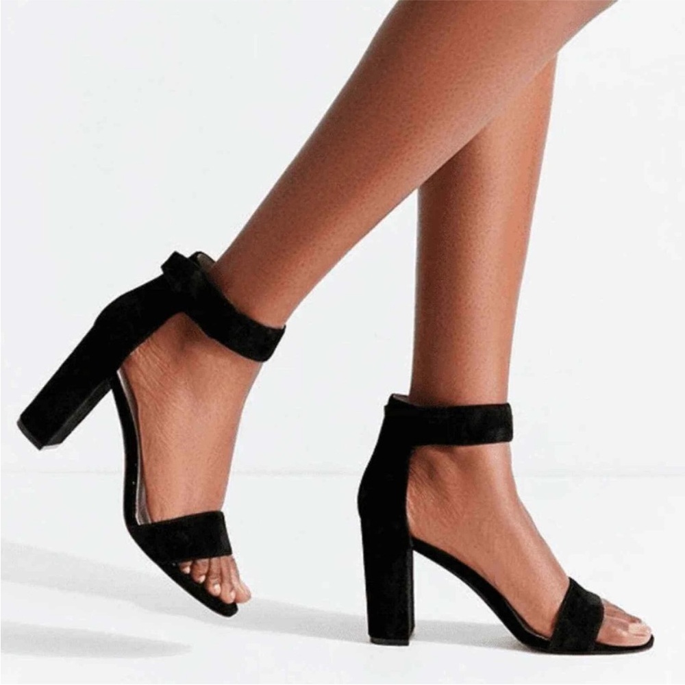 Jeffrey Campbell Black suede Leather Lindsay Hook & Loop‎ Block Heel Sandals 8.5